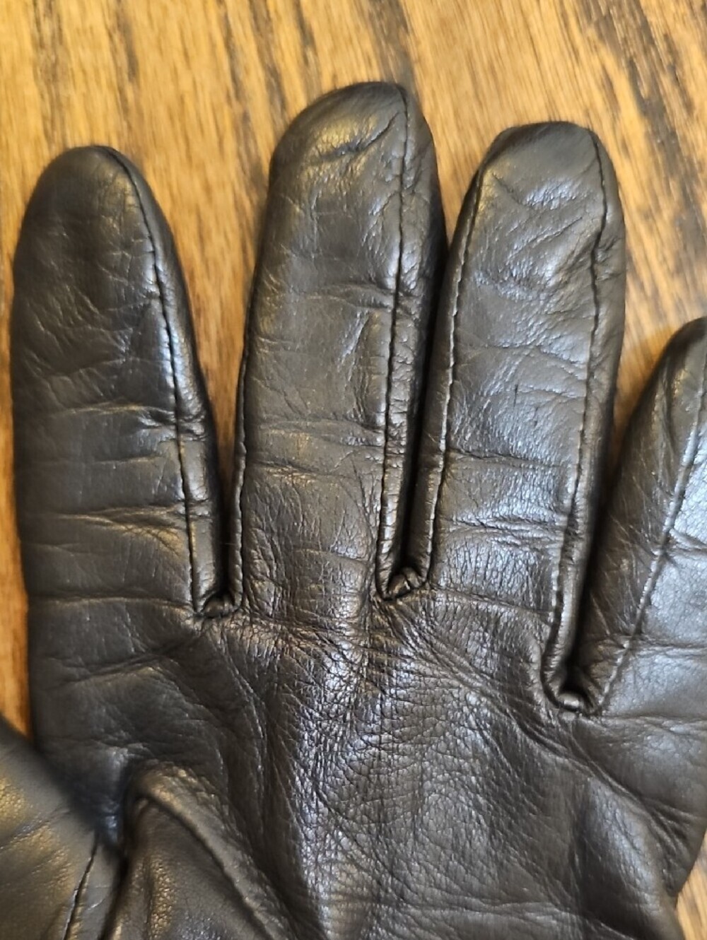 Fratelli Forino Women’s Black Leather Ruffle Cuff Gloves Made In Italy - Picture 7 of 11